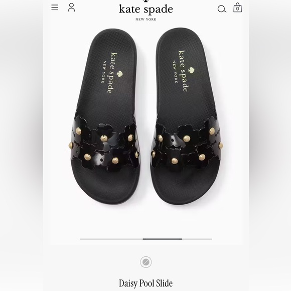 Kate Spade Daisy Pool Slide Black Size 8 - Picture 1 of 5